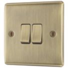 British General Nexus Metal 20A 16AX 2-Gang 2-Way Light Switch  Antique Brass