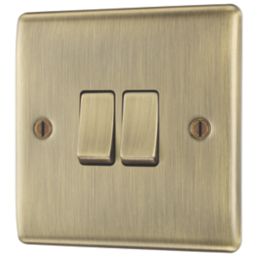 British General Nexus Metal 20A 16AX 2-Gang 2-Way Light Switch  Antique Brass