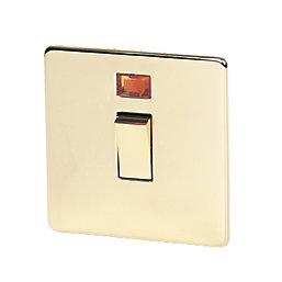 Crabtree Platinum 20A 1-Gang DP Control Switch Polished Brass with Neon