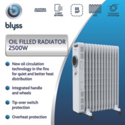 Blyss NY2513-24M 2500W Electric Portable Oil-Filled Radiator White