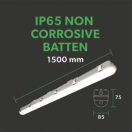 4lite Valde Single 5ft LED Non-Corrosive Batten Light With Microwave Sensor 60W 8400lm 220-240V