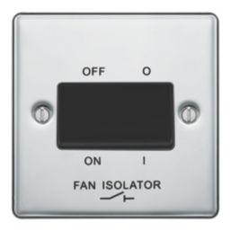 LAP  10AX 1-Gang 3-Pole Fan Isolator Switch Polished Chrome  with Black Inserts