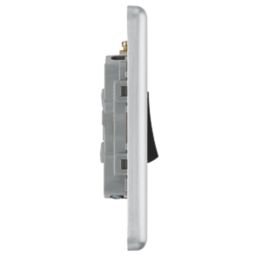 LAP  10AX 3-Gang 2-Way Light Switch  Brushed Stainless Steel with Black Inserts