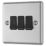 LAP  10AX 3-Gang 2-Way Light Switch  Brushed Stainless Steel with Black Inserts