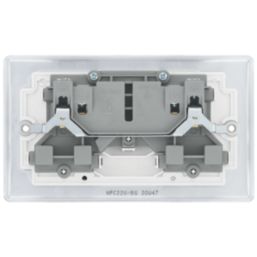 British General Nexus Metal 13A 2-Gang DP Switched Plug Sockets Polished Chrome  with White Inserts 5 Pack