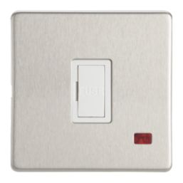 Contactum Lyric 13A Unswitched Fused Spur with Neon Brushed Steel with White Inserts