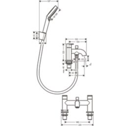 Hansgrohe Vernis Blend Chrome 123mm Deck Mounted Dual Control Manual Shower Mixer Tap