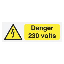 Essentials  'Danger 230V' Electrical Warning Labels 75mm x 25mm 25 Pack