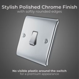 British General Nexus Metal 20A 16AX 1-Gang 2-Way Light Switch  Polished Chrome  3 Pack