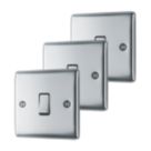 British General Nexus Metal 20A 16AX 1-Gang 2-Way Light Switch  Polished Chrome  3 Pack