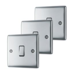 British General Nexus Metal 20A 16AX 1-Gang 2-Way Light Switch  Polished Chrome  3 Pack