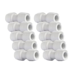 Hep2O  Plastic Push-Fit Equal Keyless Coupler 15mm 10 Pack