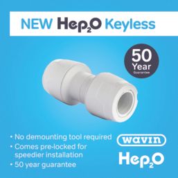 Hep2O  Plastic Push-Fit Equal Keyless Coupler 15mm 10 Pack