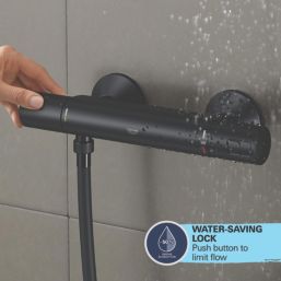 Grohe Precision Start HP Rear-Fed Exposed Matt Black Thermostatic Shower Mixer Set