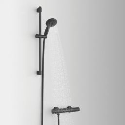 Grohe Precision Start HP Rear-Fed Exposed Matt Black Thermostatic Shower Mixer Set