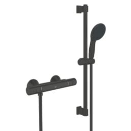 Grohe Precision Start HP Rear-Fed Exposed Matt Black Thermostatic Shower Mixer Set
