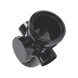 FloPlast  Push-Fit 2-Boss Single Socket Access Pipe Black 110mm