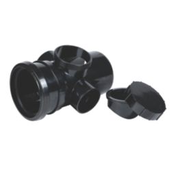 FloPlast  Push-Fit 2-Boss Single Socket Access Pipe Black 110mm