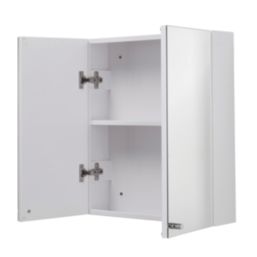 Croydex Carra Mirrored Double-Door Cabinet  White Gloss 450mm x 120mm x 500mm
