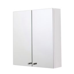 Croydex Carra Mirrored Double-Door Cabinet  White Gloss 450mm x 120mm x 500mm