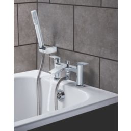 Wye Chrome 128mm Deck Mounted Dual Control Manual Shower Mixer Tap