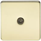 Knightsbridge  1-Gang Coaxial TV Socket Polished Brass