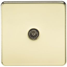 Knightsbridge  1-Gang Coaxial TV Socket Polished Brass
