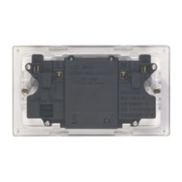 Varilight  13AX 2-Gang Unswitched Socket + 2.1A 10.5W 2-Outlet Type A USB Charger White Chocolate with White Inserts