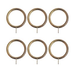 Renaissance Antique Brass Metal Curtain Rings 19mm 6 Pack