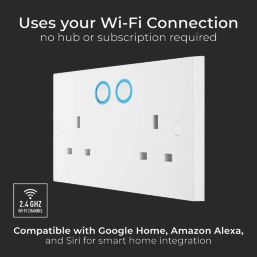British General 900 Series 13A 2-Gang SP Switched Smart Socket White