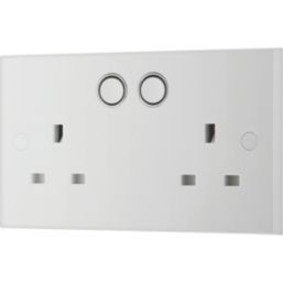 British General 900 Series 13A 2-Gang SP Switched Smart Socket White