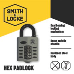 Smith & Locke  Water-Resistant  Combination  Padlock Grey 22mm