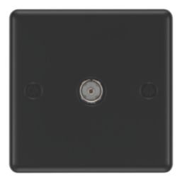 LAP  1-Gang F-Type Coaxial TV / FM Socket Matt Black