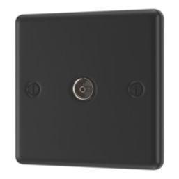 LAP  1-Gang F-Type Coaxial TV / FM Socket Matt Black