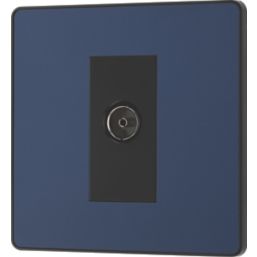 British General Evolve 1-Gang Coaxial TV / FM Socket Blue with Black Inserts