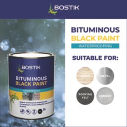 Bostik  5Ltr Black Silk Waterproofing Wood & Metal Paint