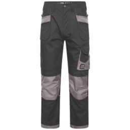 JCB Trade Plus Rip-Stop Work Trousers Black/Grey 30" W 32" L