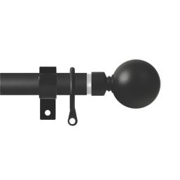 Renaissance Matt Black Curtain Pole 19/16mm x 120-210cm
