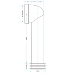 Viva  Rigid 90° Angled Long Tail WC Pan Connector White 460mm