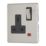 Contactum Lyric 13A 1-Gang DP Switched Socket Outlet Brushed Steel with Neon with Black Inserts