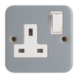 Contactum   13A 1-Gang DP Switched Metal Clad Socket  with White Inserts