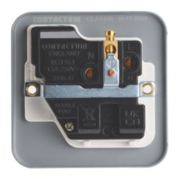 Contactum   13A 1-Gang DP Switched Metal Clad Socket  with White Inserts
