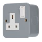 Contactum   13A 1-Gang DP Switched Metal Clad Socket  with White Inserts