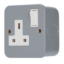 Contactum   13A 1-Gang DP Switched Metal Clad Socket  with White Inserts