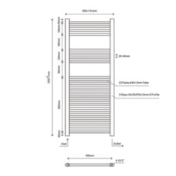 Flomasta 1200mm x 500mm 1815BTU Black Flat  Towel Radiator