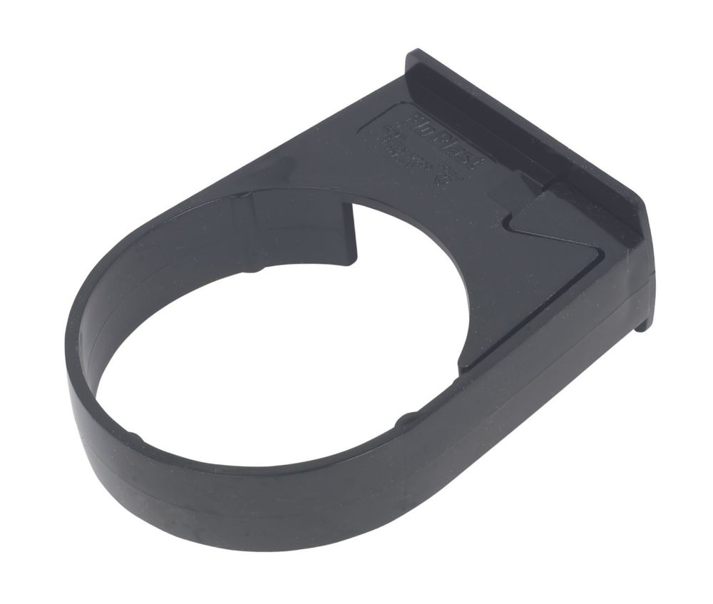 FloPlast Mini Line Round Pipe Clips Black 50mm 10 Pack - Screwfix