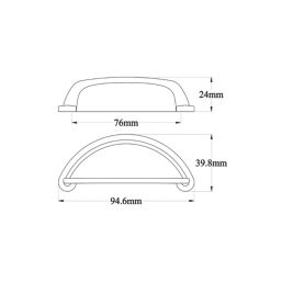 Essentials Chervil Cup Pull Handles Brushed Brass 94mm 2 Pieces