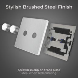 British General Evolve 2-Gang 2-Way LED Dimmer Switch  Brushed Steel with White Inserts