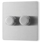 British General Evolve 2-Gang 2-Way LED Dimmer Switch  Brushed Steel with White Inserts