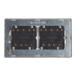 Contactum Lyric 10AX 6-Gang 2-Way Light Switch  Brushed Steel with White Inserts